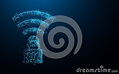 Wifi icon and padlock. Security wifi internet and Private network i concept. VPN - virtual private network Vector Illustration
