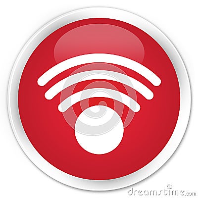 Wifi icon premium red round button Cartoon Illustration