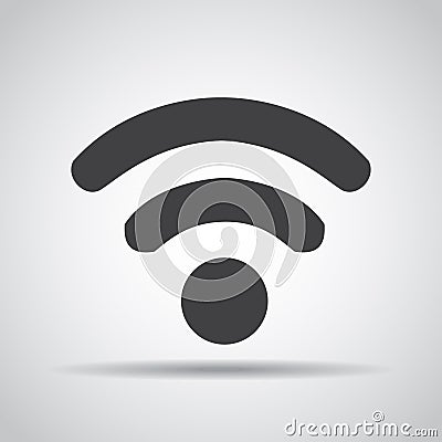 Wifi icon with shadow on a gray background. Vector illustration Vector Illustration