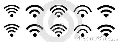 Wifi internet icons sign set, wifi icon collection in various shapes with rounded and sharp corners â€“ vector Stock Photo