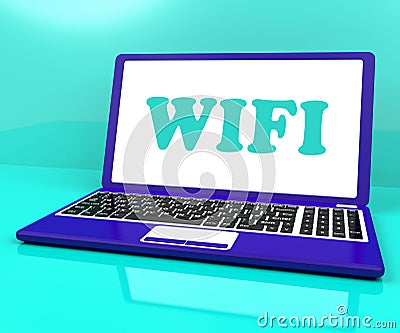 Wifi Laptop Shows Hotspot Wi-fi Access Or Connection Stock Photo