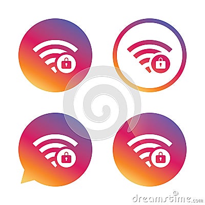 Wifi Locked Sign. Pass Wi-fi Symbol. Wireless. Stock Vector - Image