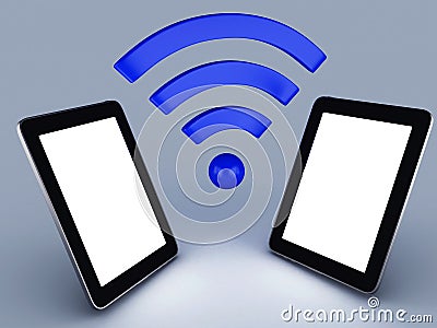 Wifi network tablet pc Cartoon Illustration