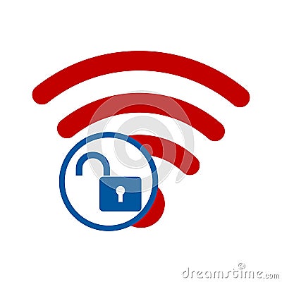 Wifi open flat design. red and blue colors Vector Illustration