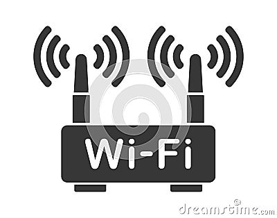 Wifi router icon symbol shape. Wlan modem sign logo silhouette. adsl, dsl, network, internet connection. Vector Vector Illustration