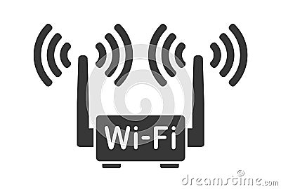 Wifi router icon symbol shape. Wlan modem sign logo silhouette. adsl, dsl, network, internet connection. Vector Vector Illustration