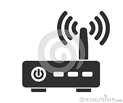 Wifi router icon symbol shape. Wlan modem sign logo silhouette. adsl, dsl, network, internet connection. Vector Vector Illustration