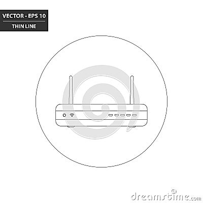 WiFi router - modem thin line flat icon Vector Illustration