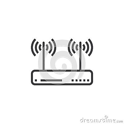 Wifi router, wireless dsl modem line icon, outline vector sign, Vector Illustration