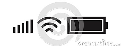 Wifi signal strength, battery charge level. Vector Vector Illustration