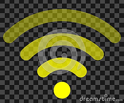 Wifi symbol icon - yellow simple rounded transparent, isolated - vector Vector Illustration