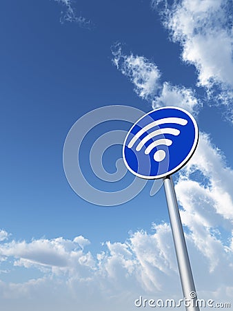 Wifi symbol on roadsign Stock Photo