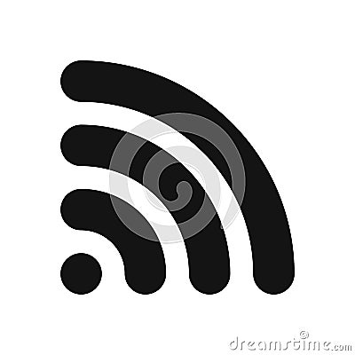 Wifi symbol. Wireless internet connection or hotspot sign. Black simple flat vector icon with rounded corners Vector Illustration