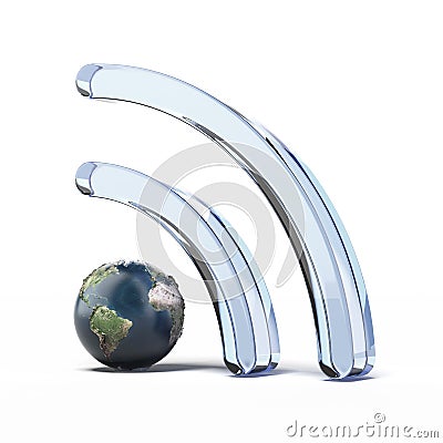 Wifi wireless icon with earth Stock Photo