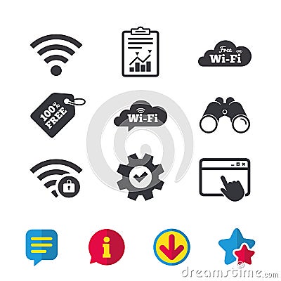 Wifi Wireless Network icons. Wi-fi zone locked. Vector Illustration