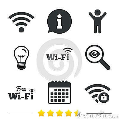 Wifi Wireless Network icons. Wi-fi zone locked. Vector Illustration