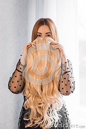 Wig hair for ladies, beauty concept Stock Photo