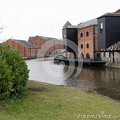 Wigan UK, March 20 2021: A photograph documenting the newly renovated Wigan Pier Quarter Editorial Stock Photo