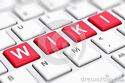 Wiki text word on computer keyboard keys Cartoon Illustration