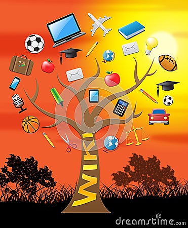 Wiki Tree Shows Information And Advisor 3d Illustration Stock Photo