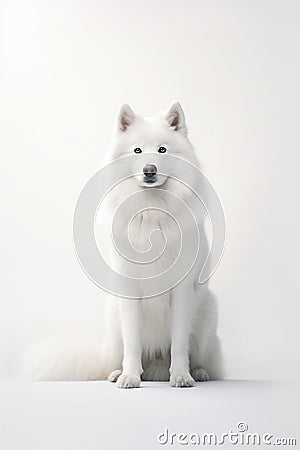 A wild adult artic wolf, whitewolf on a white background Stock Photo