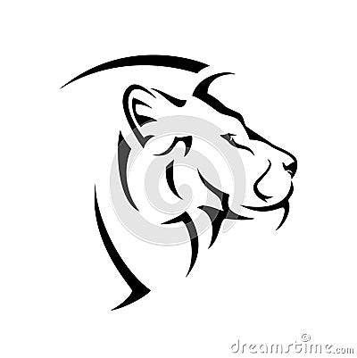 Wild african lion profile head black and white vector portrait Vector Illustration