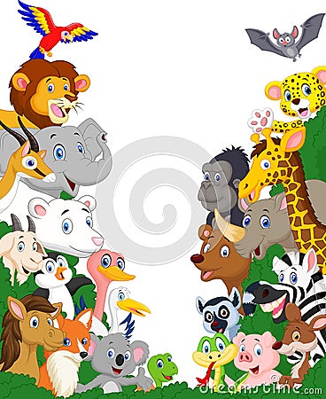 Wild animal cartoon background Vector Illustration