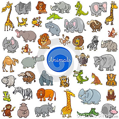 Wild animal characters big set Vector Illustration