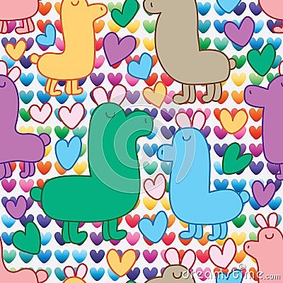 Wild animal cute love vertical seamless pattern Vector Illustration