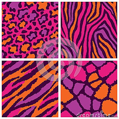 Wild Animal Fur Patterns Vector Illustration