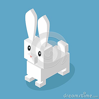 Wild Animal Hare, Rabbit Isometric 3d Design Vector Illustration