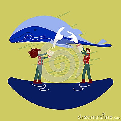 Blue whale ashore Vector Illustration