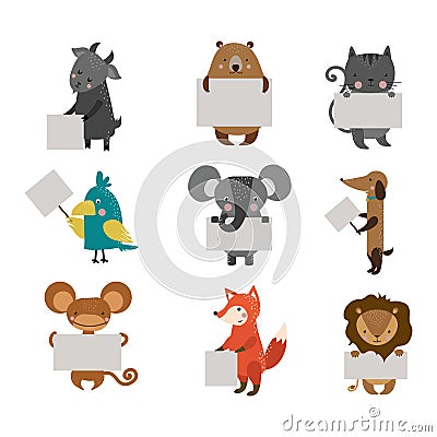Wild animal zoo strike with clean plate board vector. Vector Illustration