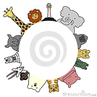 Wild animals circle with copy space Vector Illustration