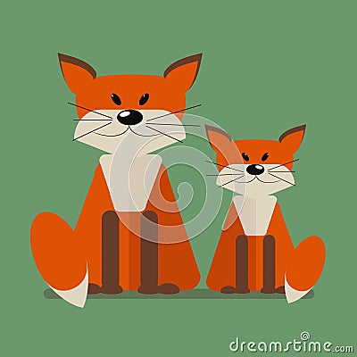 Wild animals Foxes. vector illustration of a flat Vector Illustration