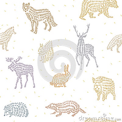 Wild animals seamless pattern Vector Illustration