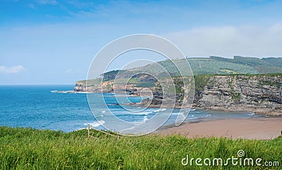 Wild Beach of Langre. Cantabria, Spain. Stock Photo