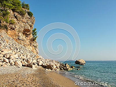 Wild beach in the village of Beldibi in Turkey Stock Photo