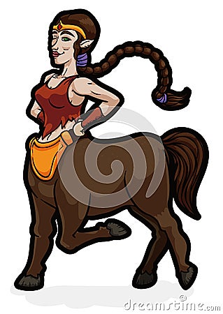 Proud Female Centaur with Long Ponytail, Vector Illustration Vector Illustration