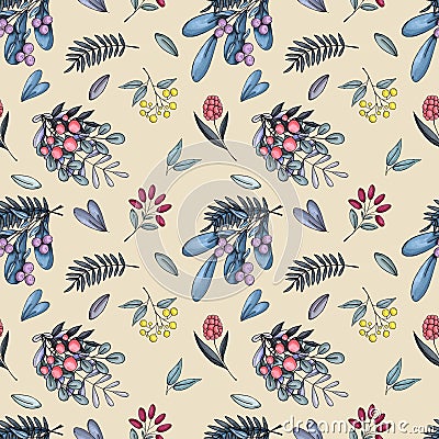 Wild berry pattern Stock Photo