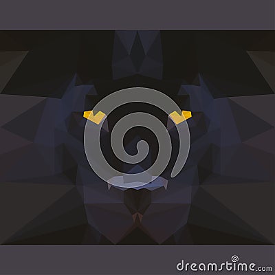 Wild black panther stares forward. Abstract geometric polygonal illustration Vector Illustration