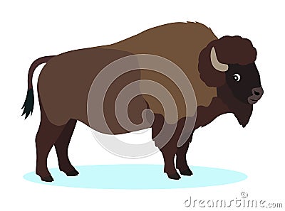 Wild brown bison, buffalo icon, isolated on white background Vector Illustration