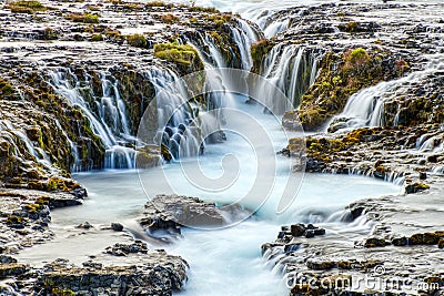 Wild Bruarfoss Waterfall in Iceland Stock Photo