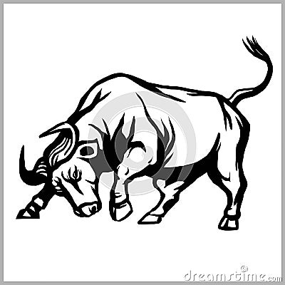 Wild buffalo bull for mascot or tattoo design. Vector Illustration