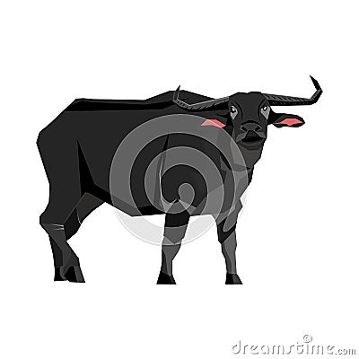Wild buffalo is an inhabitant animal of Thailand Vector Illustration