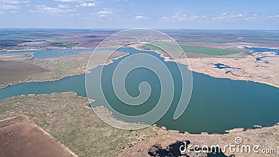 The Wild Bulgaria. Aerial view of Durankulak Lake. Situated in the northeastern Bulgaria. There is more than 260 species of rare Stock Photo