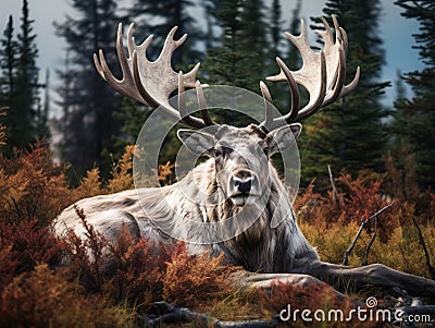 Wild Bull Caribou Cartoon Illustration