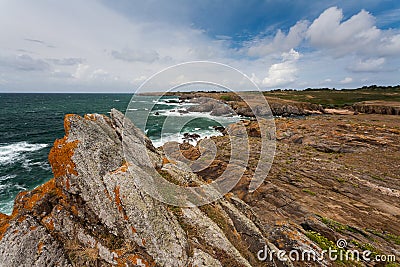 Wild coast of Ile d'Yeu in Vendee, France Stock Photo