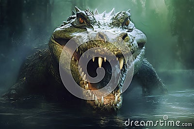 Wild crocodile scary. Generate ai Stock Photo