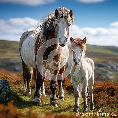 Wild Dartmoor Pony Made With Generative AI illustration Cartoon Illustration